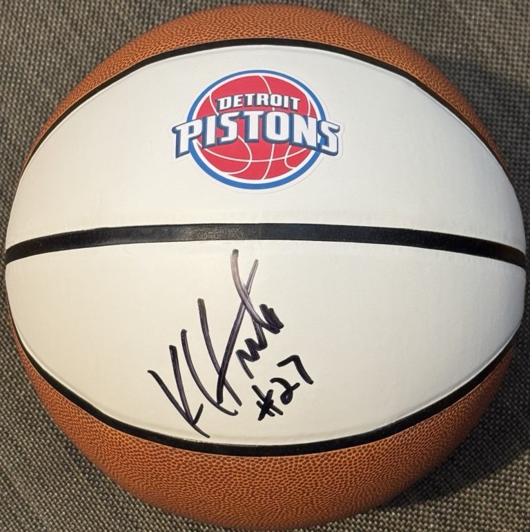 Kevin Huerter Signed Autographed Detroit Pistons Logo Basketball PSA/DNA COA