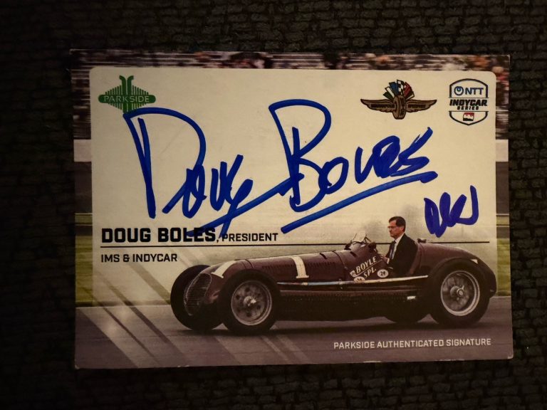 2026 Parkside Indy Car Trading Promo Card 500 Signed Doug Boles IMS President