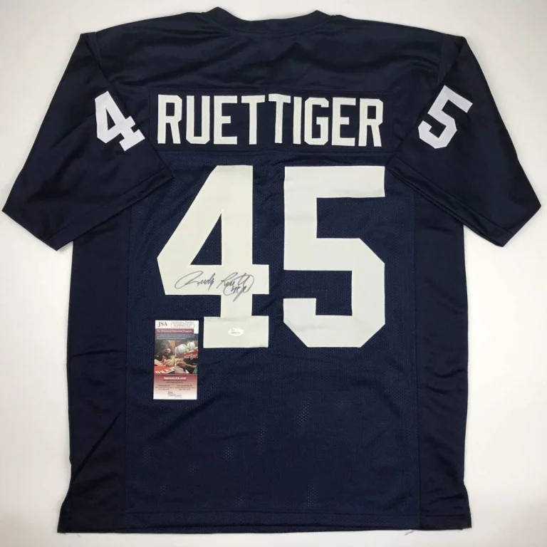 Autographed/Signed RUDY RUETTIGER Notre Dame Irish Blue Football Jersey JSA COA