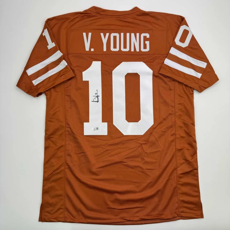 Autographed/Signed VINCE YOUNG Texas Orange College Football Jersey JSA COA Auto