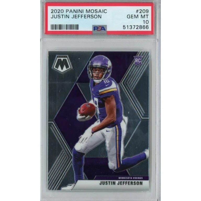 Graded 2020 Panini Mosaic JUSTIN JEFFERSON #209 Rookie RC Football Card PSA 10