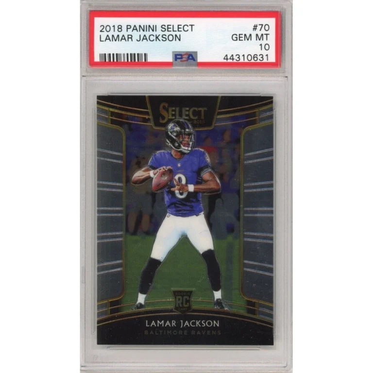 Graded 2018 Panini Select LAMAR JACKSON #70 Rookie RC Football Card PSA 10