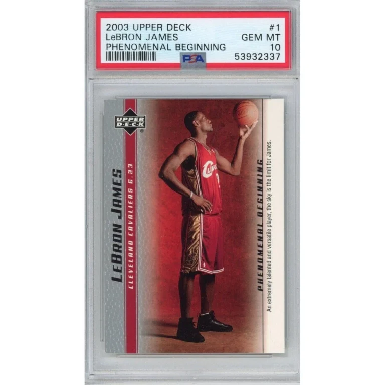 Graded 2003 Upper Deck LEBRON JAMES #1 Phenomenal Beginning Rookie Card PSA 10