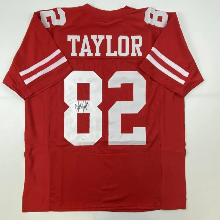 Autographed/Signed JOHN TAYLOR San Francisco Red Football Jersey JSA COA Auto