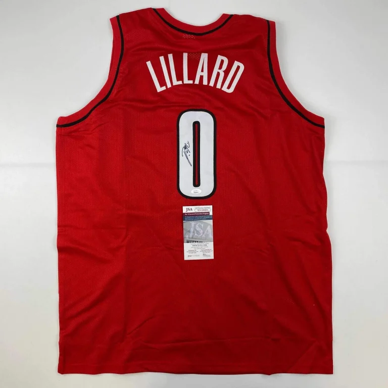 Autographed/Signed Damian Lillard Portland Red Basketball Jersey JSA COA
