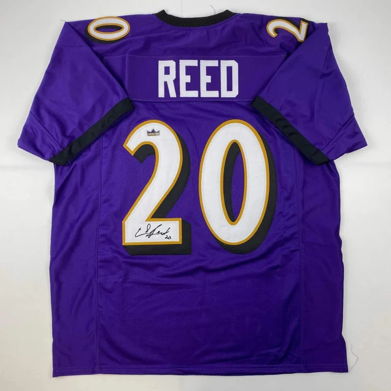 Facsimile Autographed Ed Reed Baltimore Purple Reprint Laser Jersey Size Mens XL