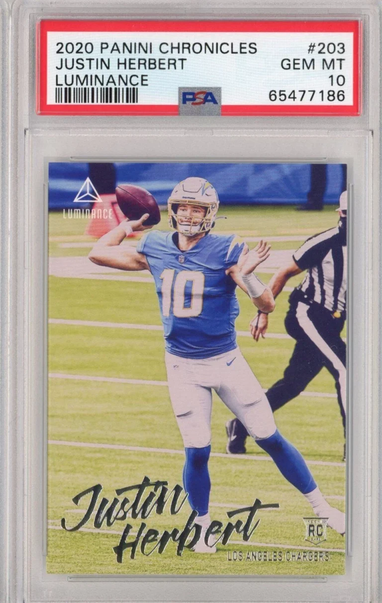 Graded 2020 Panini Chronicles Justin Herbert #203 Luminance Rookie Card PSA 10