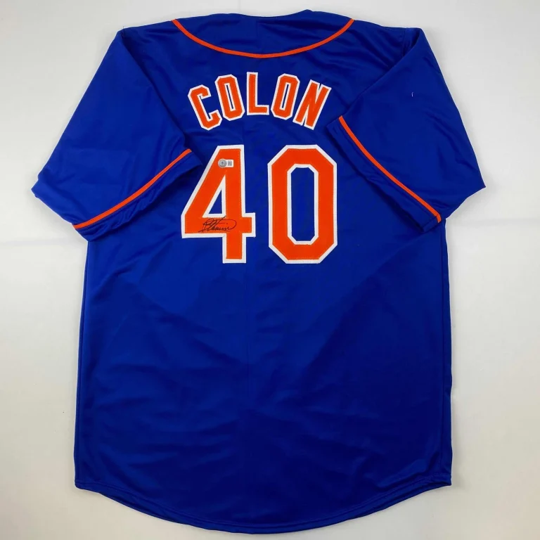 Autographed/Signed Bartolo Colon New York Blue Baseball Jersey Beckett BAS COA
