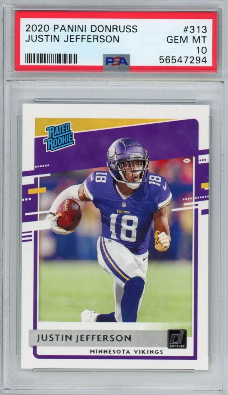 Graded 2020 Panini Donruss Justin Jefferson #313 Rookie RC Football Card PSA 10