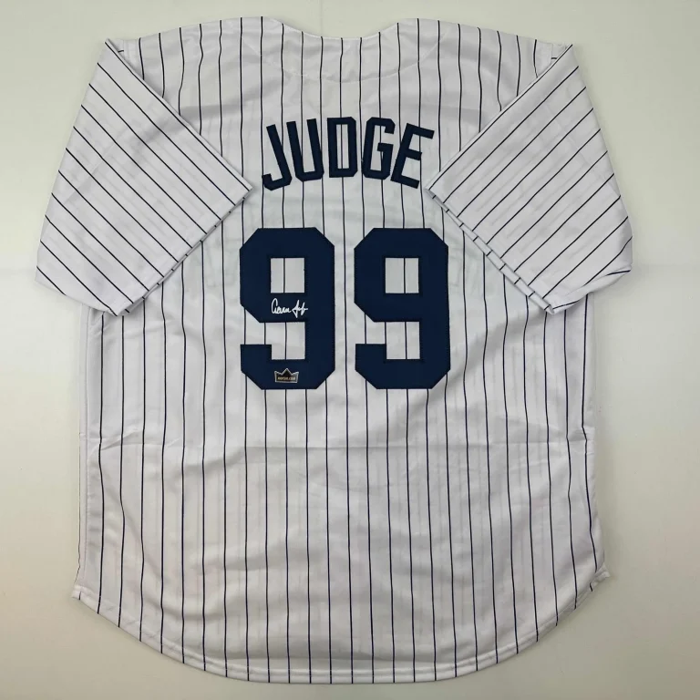 Facsimile Autographed Aaron Judge New York Pinstripe Reprint Auto Jersey Mens XL