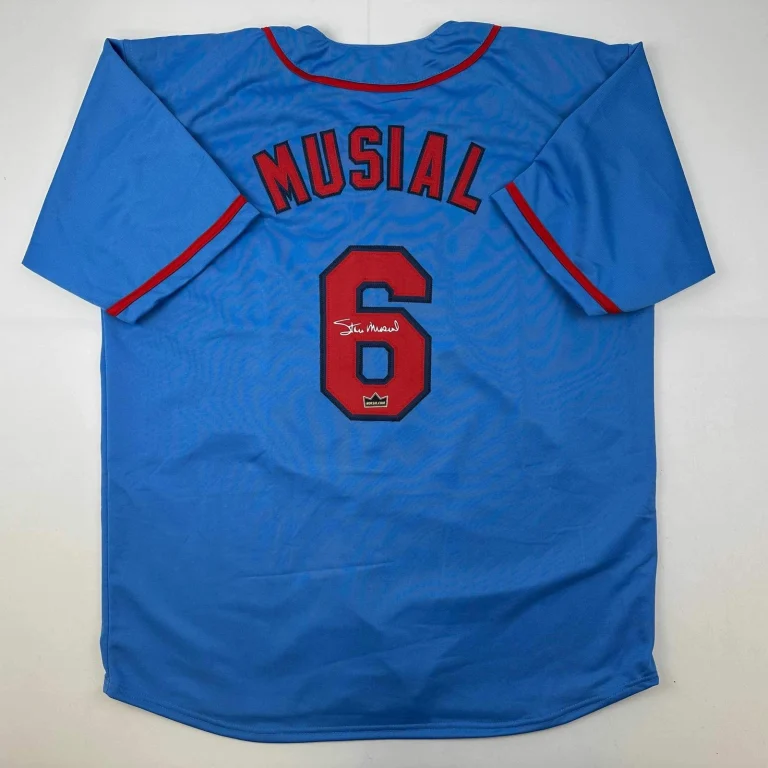 Facsimile Autographed Stan Musial St. Louis Blue Reprint Auto Jersey Men's XL
