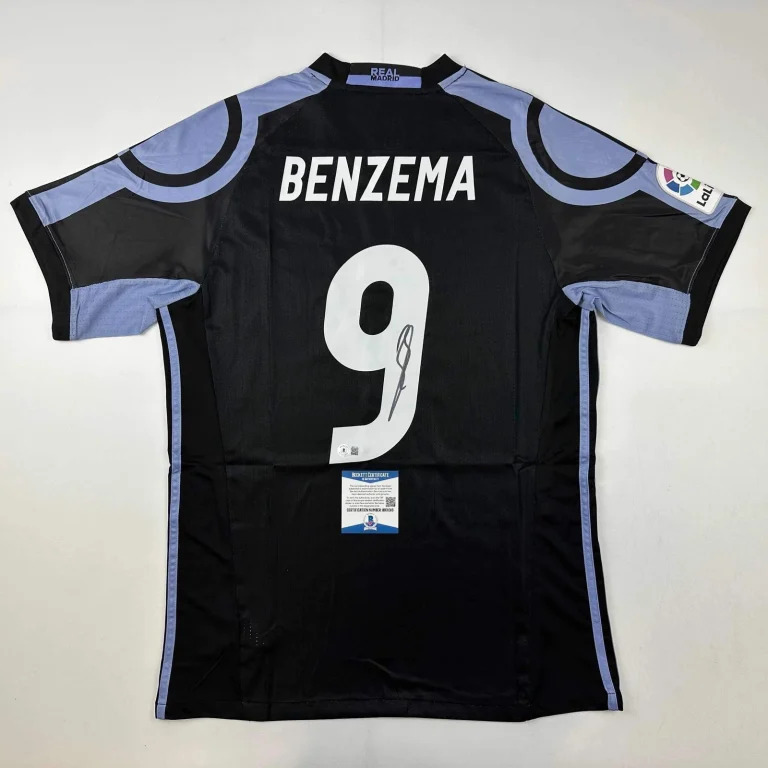 Autographed/Signed Karim Benzema Real Madrid 16-17 Black Jersey Beckett BAS COA