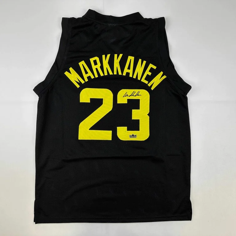 Facsimile Autographed Lauri Markkanen Utah Black Reprint Jersey Size Men's XL