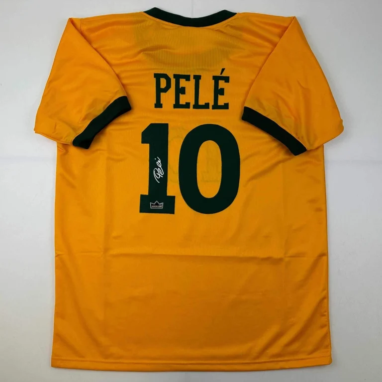 Facsimile Autographed Pele Brazil Yellow World Cup Reprint Jersey Size Men's XL