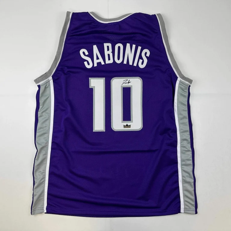 Facsimile Autographed Domantas Sabonis Sacramento Purple Reprint Jersey Men's XL