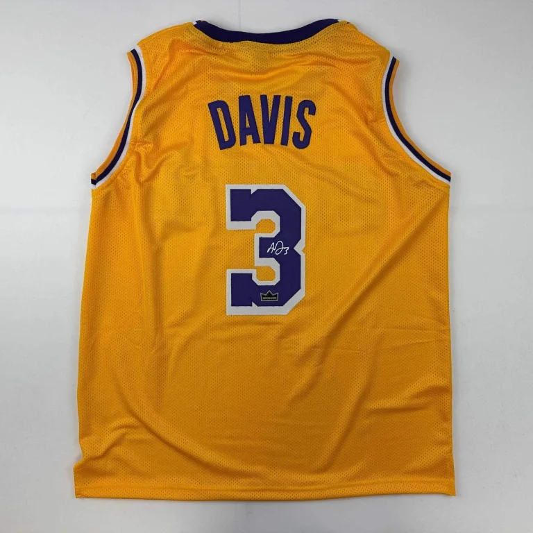 Facsimile Autographed Anthony Davis Los Angeles LA Yellow Reprint Jersey Mens XL
