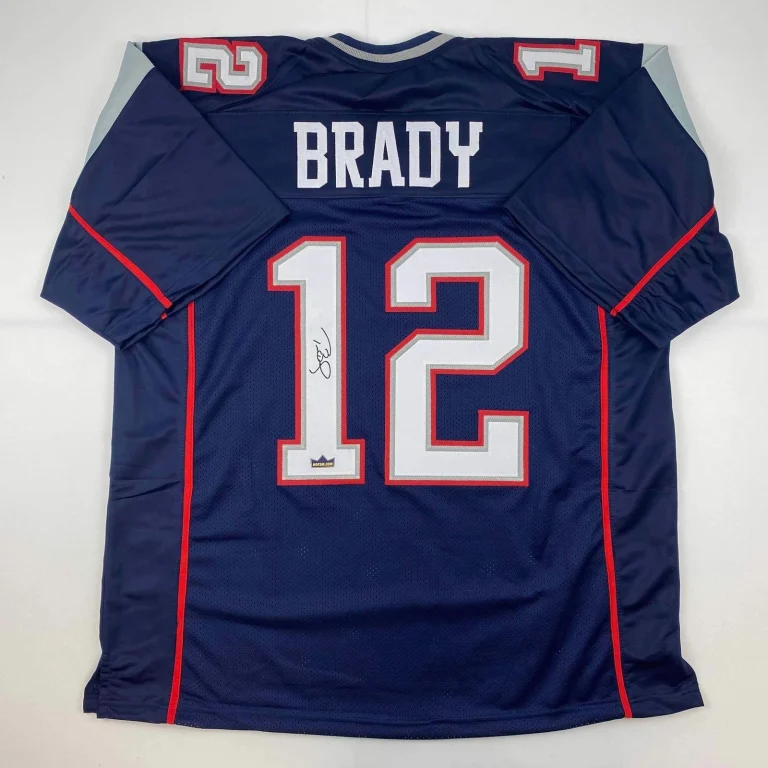 Facsimile Autographed Tom Brady New England Blue Reprint Jersey Size Men's XL
