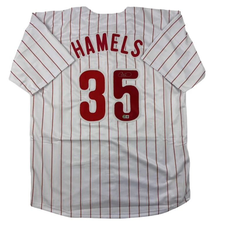 Autographed/Signed Cole Hamels Philadelphia Pinstripe Jersey Beckett BAS COA