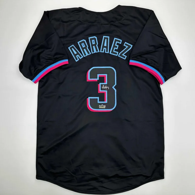 Facsimile Autographed Luis Arraez Miami Black Reprint Jersey Size Men's XL