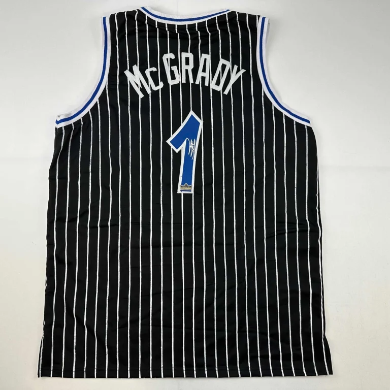 Facsimile Autographed Tracy McGrady Orlando Black Pinstripe Reprint Jersey XL