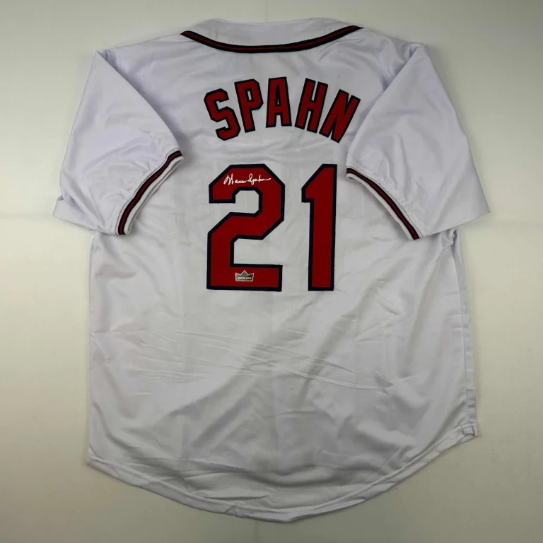 Facsimile Autographed Warren Spahn Atlanta White Reprint Jersey Size Men's XL