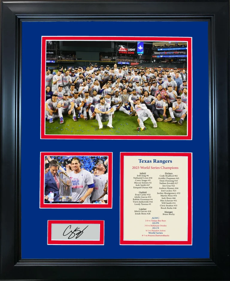 Framed Texas Rangers 2023 World Series Champs Facsimile Engraved Auto 12