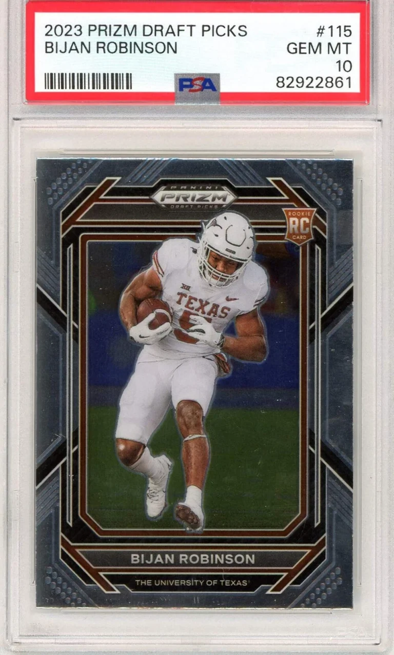 Graded 2023 Panini Prizm Draft Picks Bijan Robinson #115 RC Football Card PSA 10