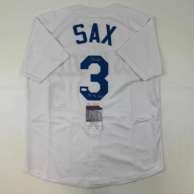 Autographed/Signed Steve Sax Los Angeles LA White Baseball Jersey JSA COA