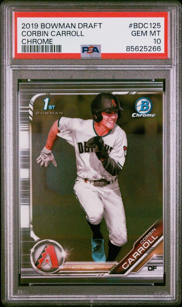 Graded 2019 Bowman Draft Corbin Carroll #BDC125 Chrome RC Baseball Card PSA 10