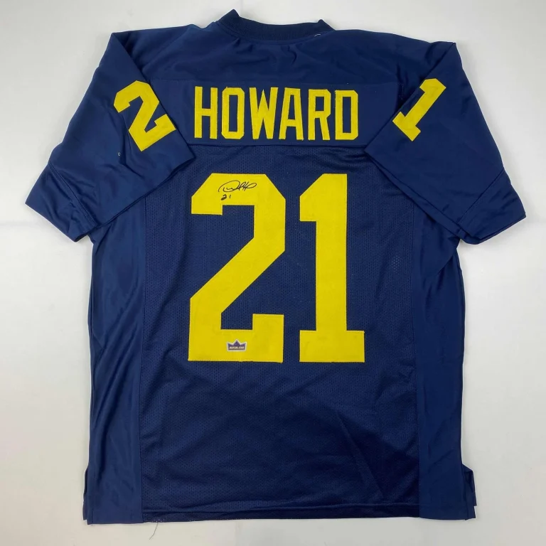 Facsimile Autographed Desmond Howard Michigan Blue Reprint Jersey Size Men's XL