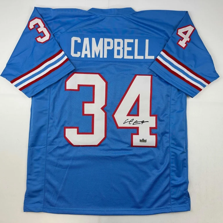Facsimile Autographed Earl Campbell Houston Blue Reprint Jersey Size Men's XL
