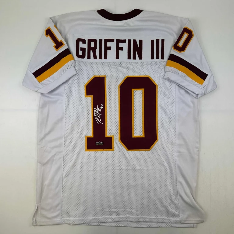 Facsimile Autographed Robert Griffin III Washington White Reprint Jersey Mens XL