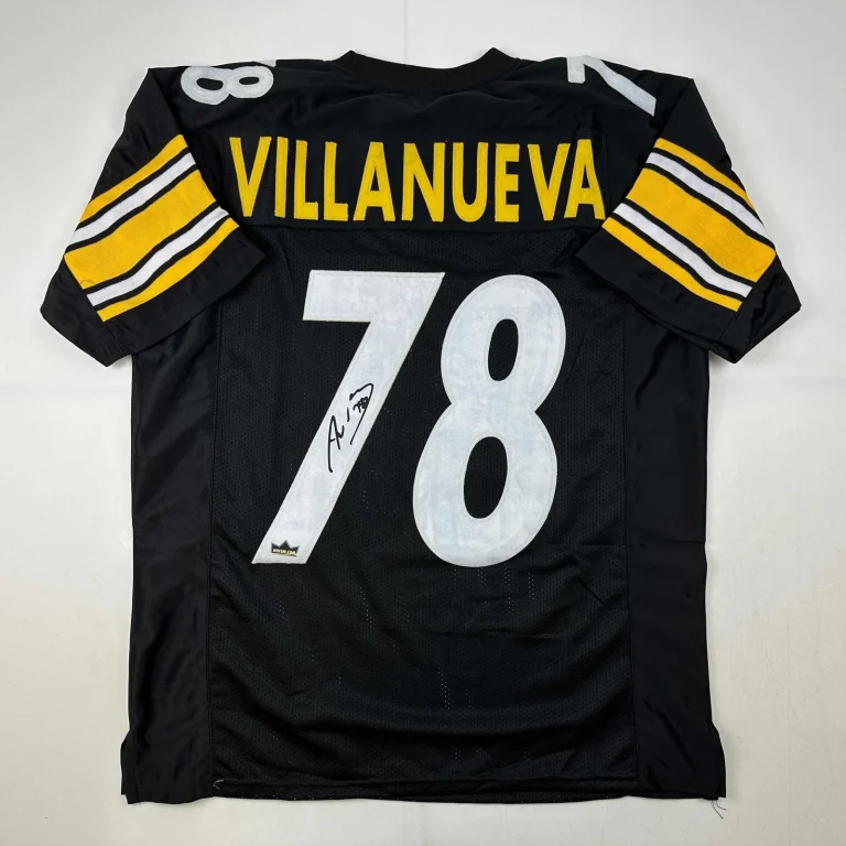 Facsimile Autographed Alejandro Villanueva Pittsburgh Black Reprint Jersey XL