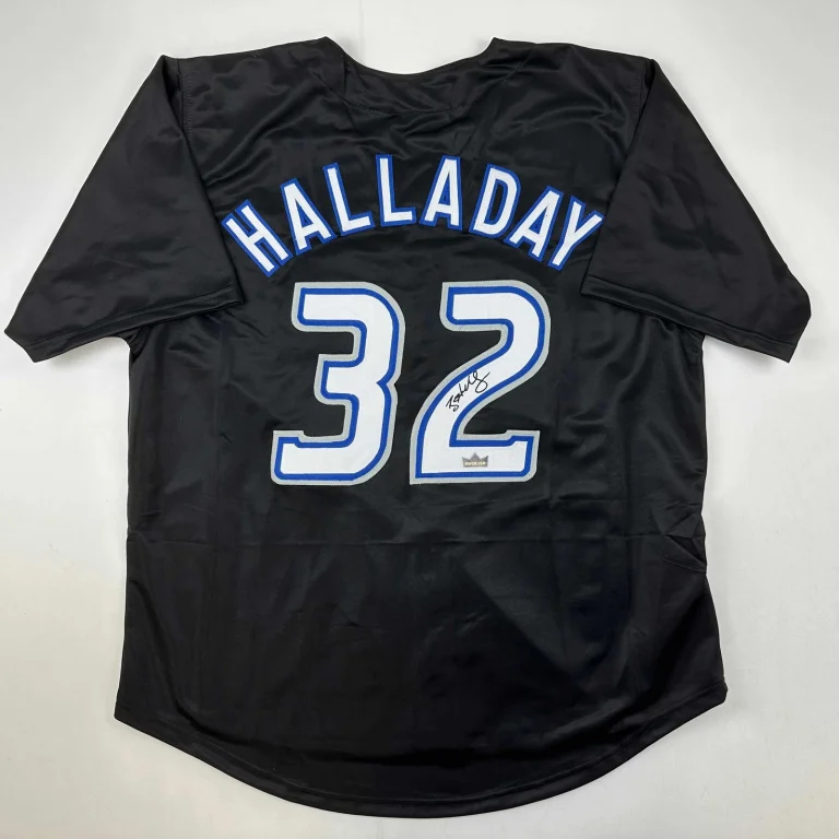 Facsimile Autographed Roy Halladay Toronto Black Reprint Jersey Size Men's XL