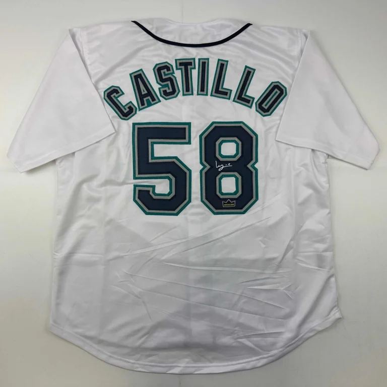 Facsimile Autographed Luis Castillo Seattle White Reprint Jersey Size Men's XL