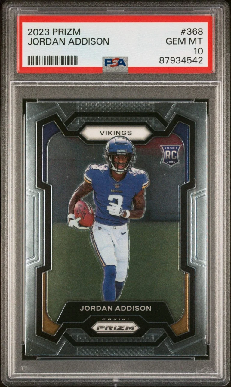 Graded 2023 Panini Prizm Jordan Addison #368 Rookie RC Football Card PSA 10 Gem