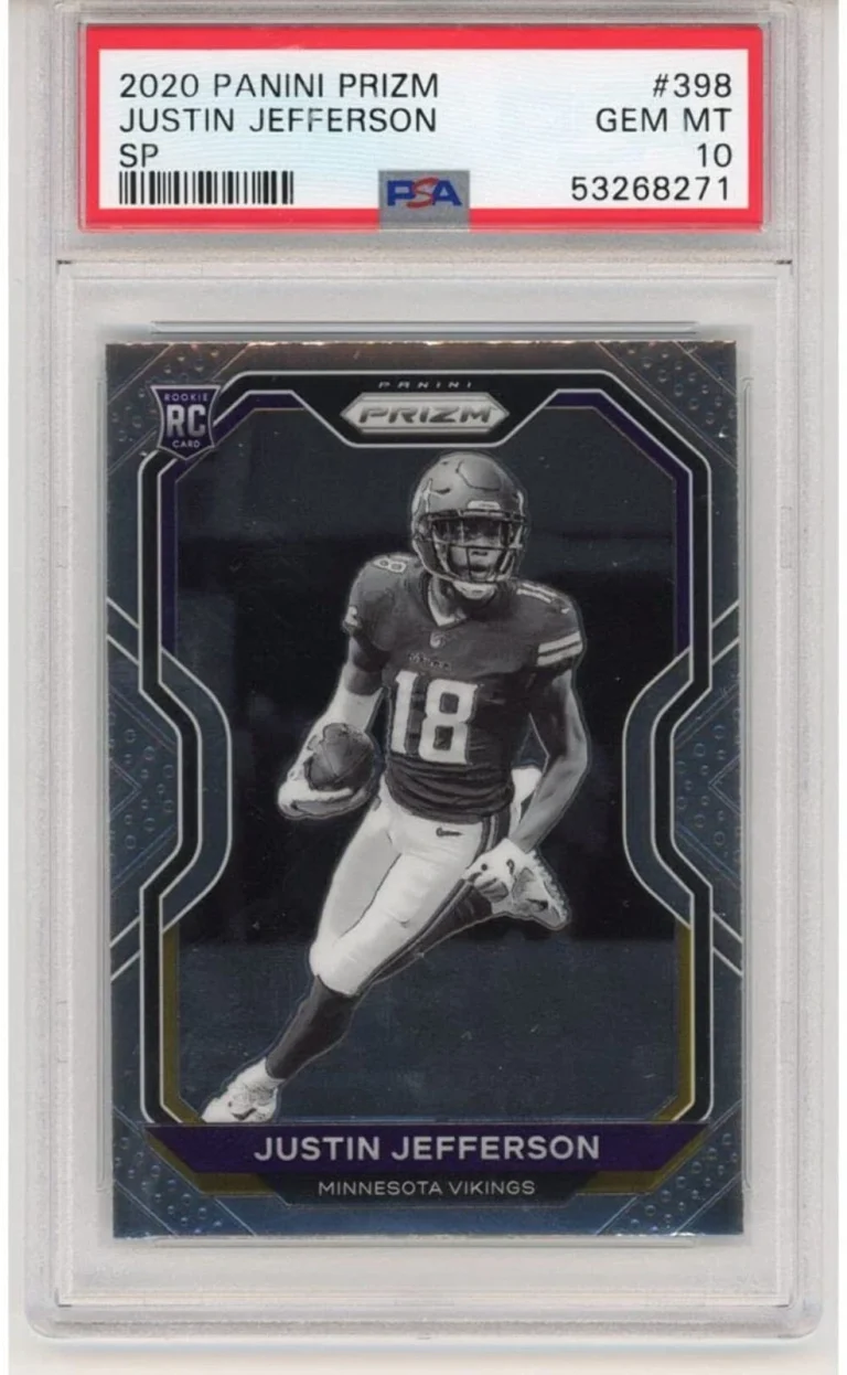 Graded 2020 Panini Prizm Justin Jefferson #398 SP Rookie RC Football Card PSA 10
