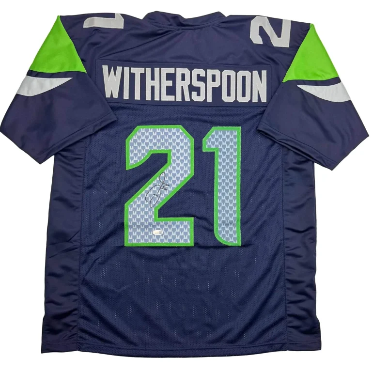 Autographed/Signed Devon Witherspoon Seattle Blue Football Jersey JSA COA