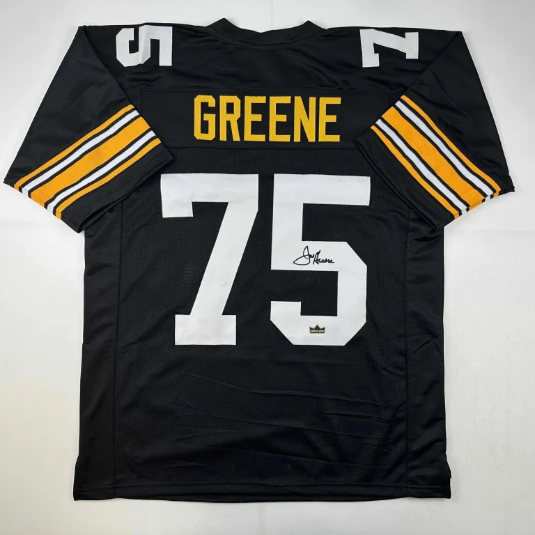 Facsimile Autographed Mean Joe Greene Pittsburgh Black Reprint Jersey Men's XL
