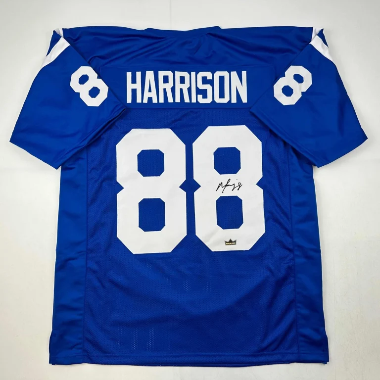 Facsimile Autographed Marvin Harrison Indianapolis Blue Reprint Jersey Men's XL