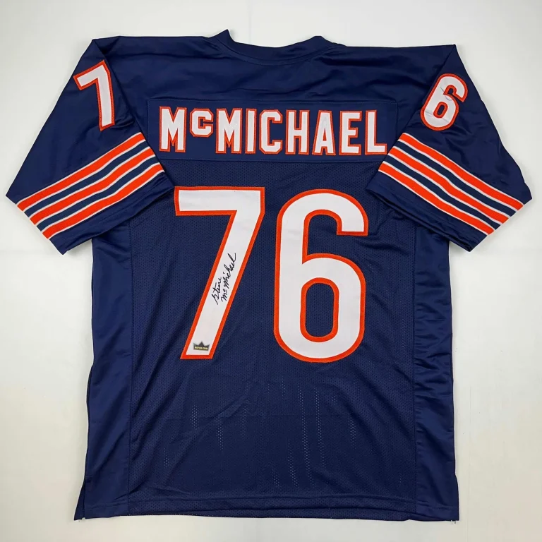 Facsimile Autographed Steve McMichael Chicago Blue Reprint Jersey Size Men's XL