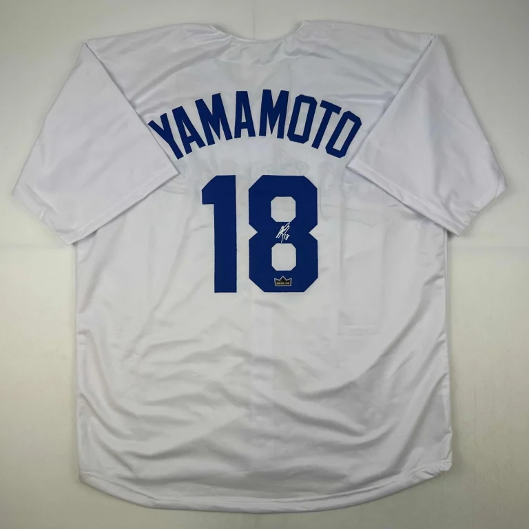 Facsimile Autographed Yoshinobu Yamamoto Los Angeles LA White Reprint Jersey XL