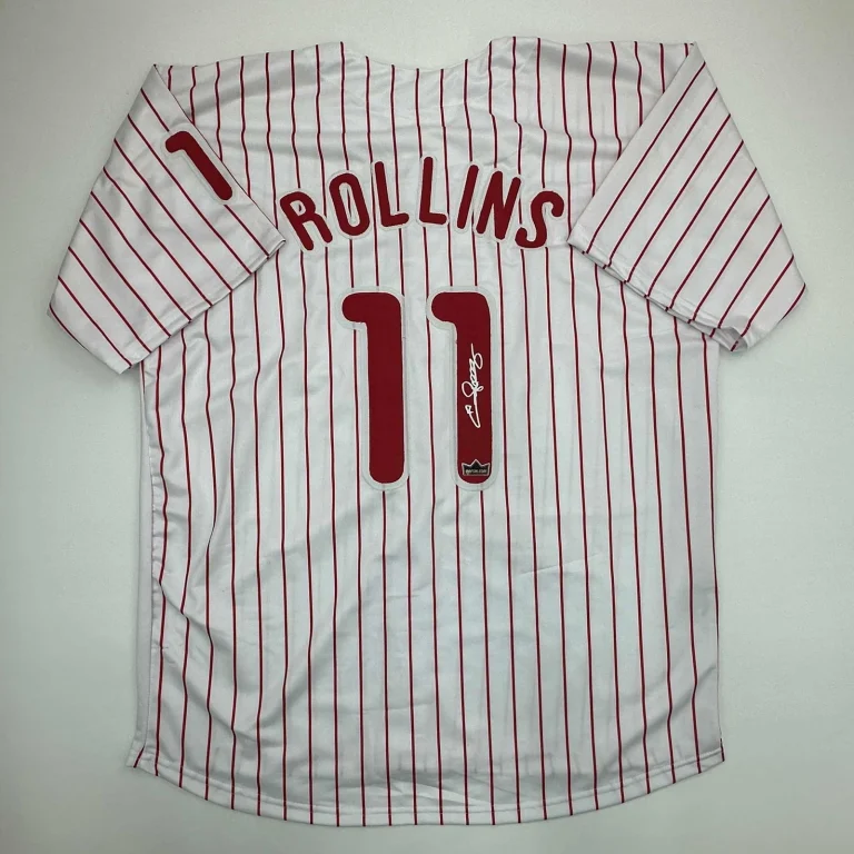 Facsimile Autographed Jimmy Rollins Philadelphia Pinstripe Reprint Jersey XL