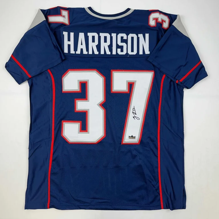 Facsimile Autographed Rodney Harrison New England Blue Reprint Jersey Men's XL