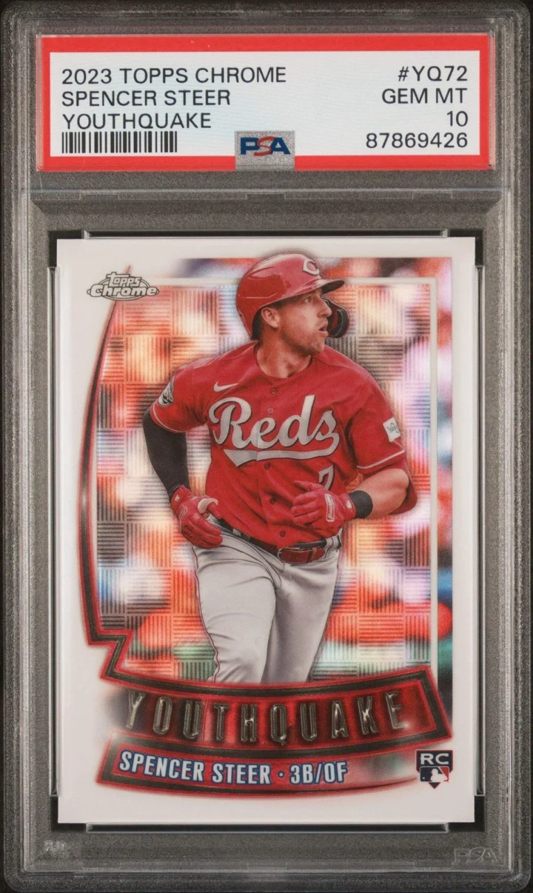 Graded 2023 Topps Chrome Spencer Steer #YQ72 Youthquake RC Baseball Card PSA 10