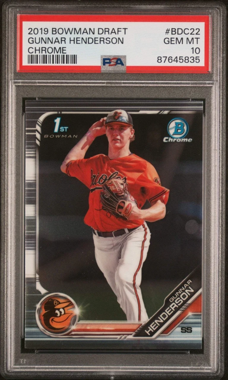 Graded 2019 Bowman Draft Gunnar Henderson #BDC22 Chrome RC Baseball Card PSA 10