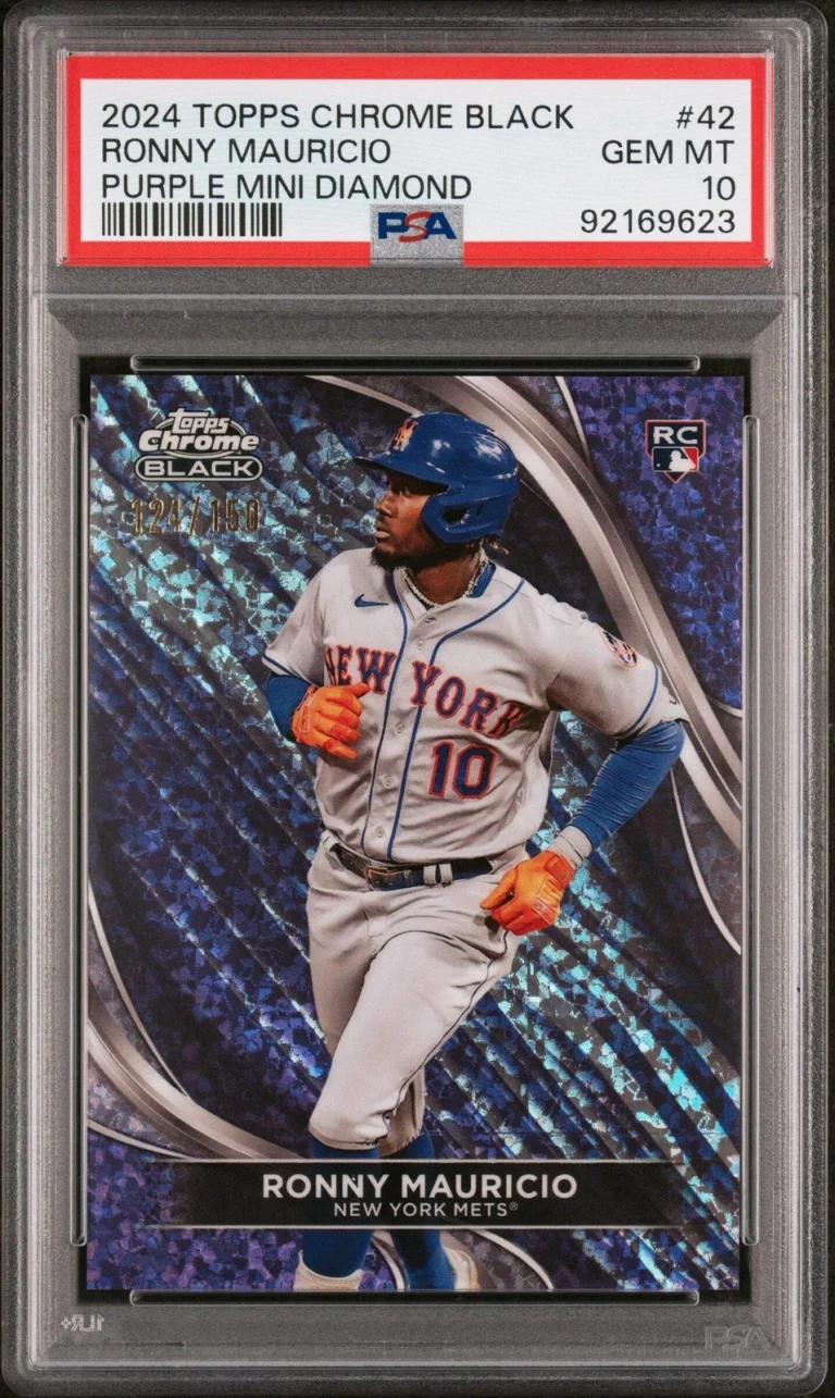Graded 2024 Topps Black Ronny Mauricio #42 Purple #/150 RC Baseball Card PSA 10