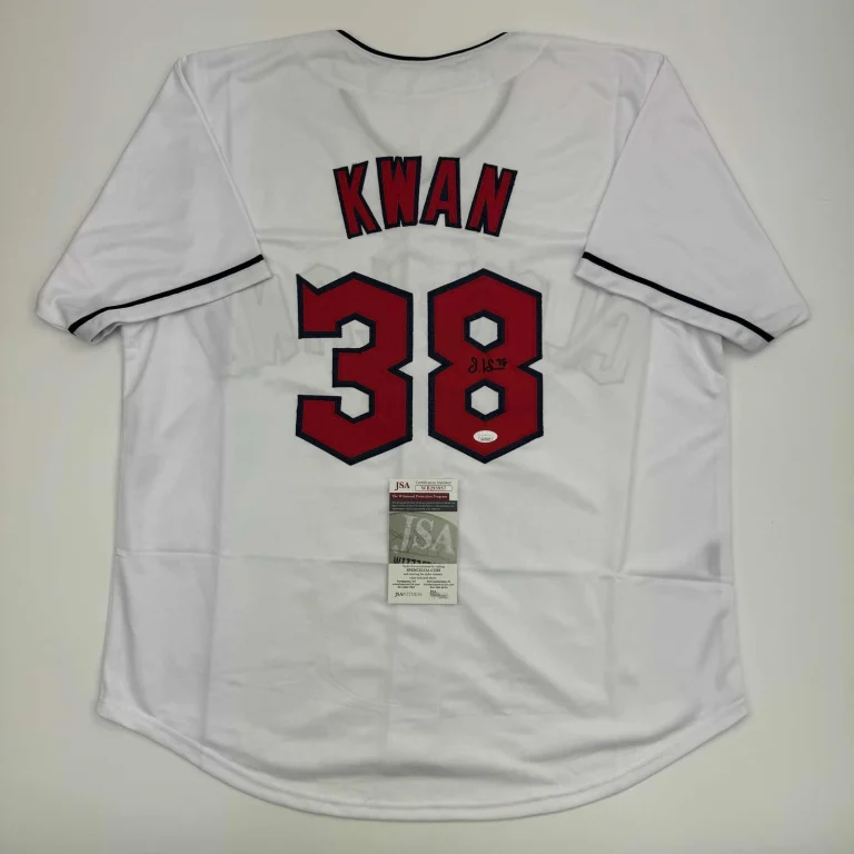 Autographed/Signed Steven Kwan Cleveland White Baseball Jersey JSA COA