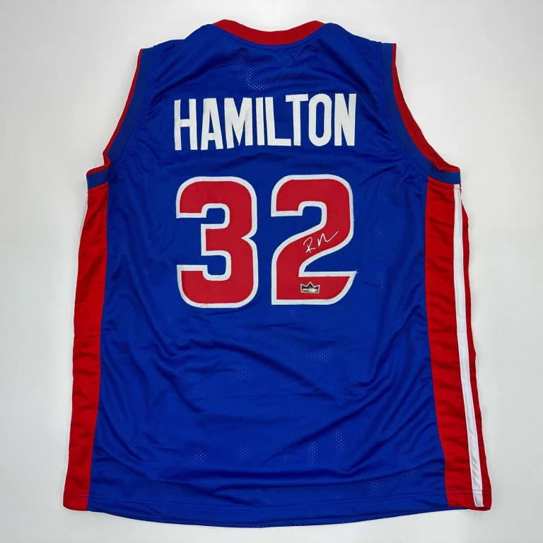 Facsimile Autographed Richard Hamilton Detroit Blue Reprint Jersey Size Men's XL