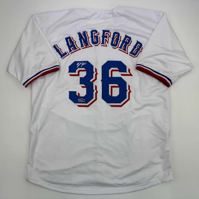 Facsimile Autographed Wyatt Langford Texas White Reprint Jersey Size Men's XL